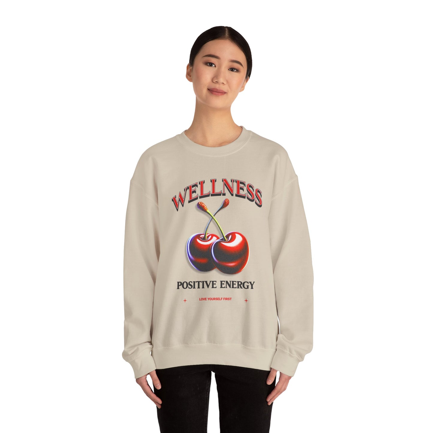 Wellness Positive Energy Unisex Sweatshirt | Cozy Streetwear for Self-Care, Cute Gift for Friends, Relaxation, Motivational Fashion